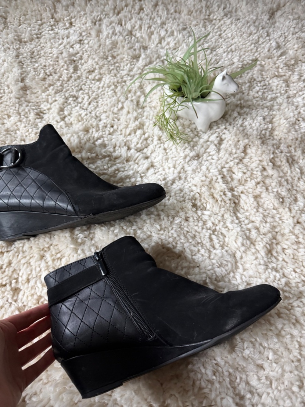 Impo ankle booties in Impo Black Quilted Wedge Ankle Booties with Side Zip. Quil - Picture 3 of 7
